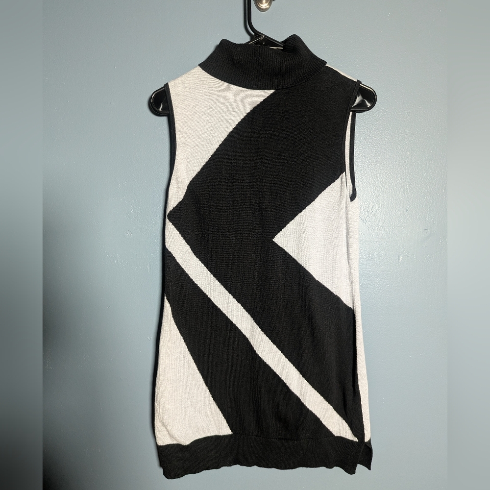 Black House White Market Black and Grey Sleeveless Turtleneck Sweater Dress Med
